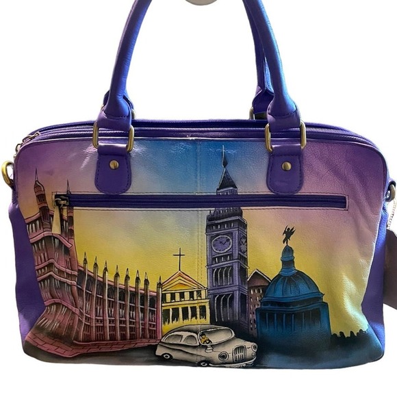 Sukriti NWT Hand Painted London Scene Bag Large Tote Bag - Picture 2 of 11